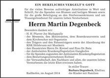 Traueranzeige Martin Degenbeck