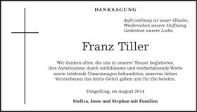 Traueranzeige Franz Tiller