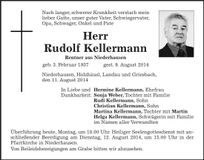 Traueranzeige Rudolf Kellermann