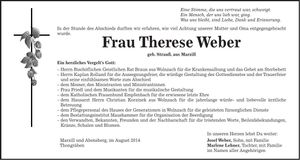 Traueranzeige Therese Weber