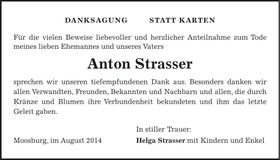 Traueranzeige Anton Strasser