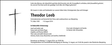 Traueranzeige Theodor Leeb