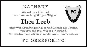 Traueranzeige Theo Leeb