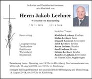 Traueranzeige Jakob Lechner