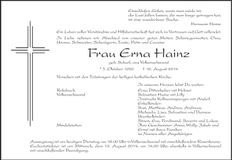 Traueranzeige Erna Hainz