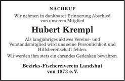 Traueranzeige Hubert Krempl