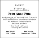 Traueranzeige Anne Putz