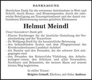 Traueranzeige Helmut Meindl