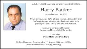 Traueranzeige Harry Pauker