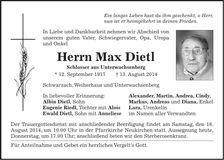 Traueranzeige Max Dietl