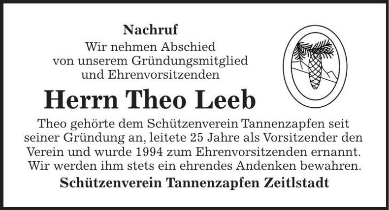 Traueranzeige Theo Leeb