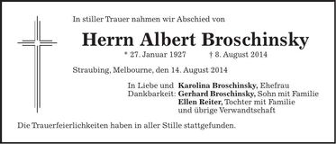 Traueranzeige Albert Broschinsky