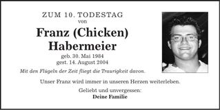 Traueranzeige Franze Habermeier