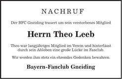 Traueranzeige Theo Leeb