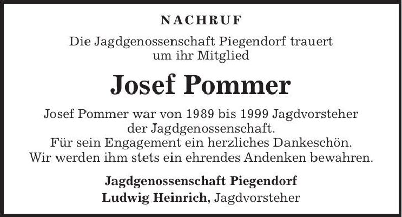 Traueranzeige Josef Pommer