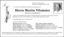 Traueranzeige Martin Vilsmaier