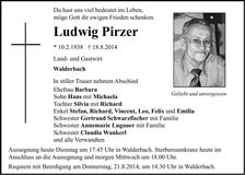 Traueranzeige Ludwig Pirzer