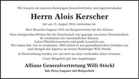 Traueranzeige Alois Kerscher