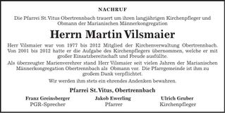 Traueranzeige Martin Vilsmaier