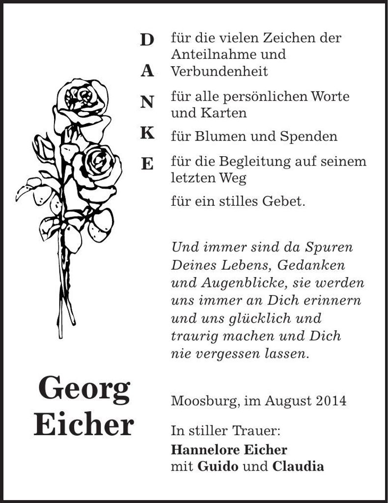 Traueranzeige Geoerg Eicher