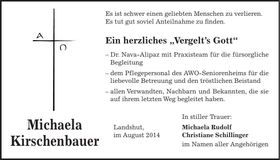 Traueranzeige Michaela Kirschenbauer