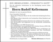 Traueranzeige Rudolf Kellermann