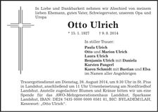 Traueranzeige Otto Ulrich
