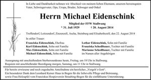 Traueranzeige Michael Eidenschnk