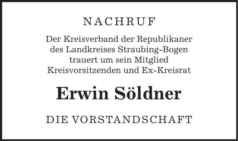 Traueranzeige Erwin Söldner