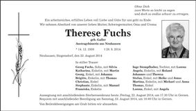 Traueranzeige Therese Fuchs