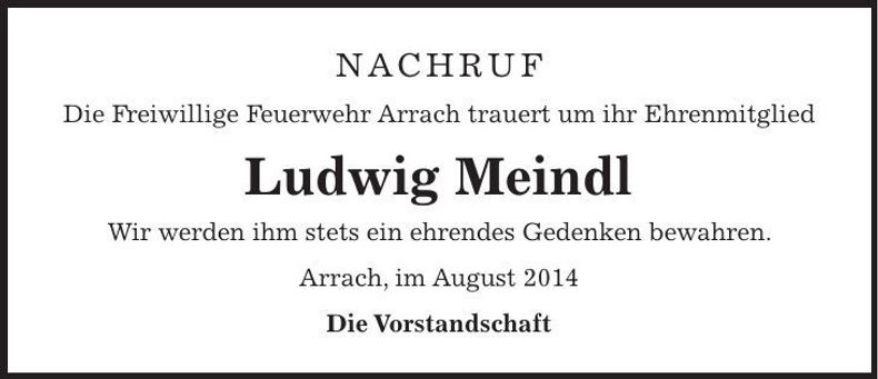 Traueranzeige Ludwig Meindl