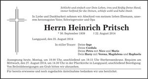 Traueranzeige Heinrich Pritsch