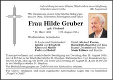 Traueranzeige Hilde Gruber