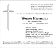 Traueranzeige Werner Herrmann