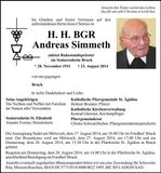 Traueranzeige Andreas Simmeth H.H. BGR