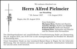 Traueranzeige Alfred Pielmeier