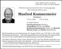 Traueranzeige Manfred Kammermeier
