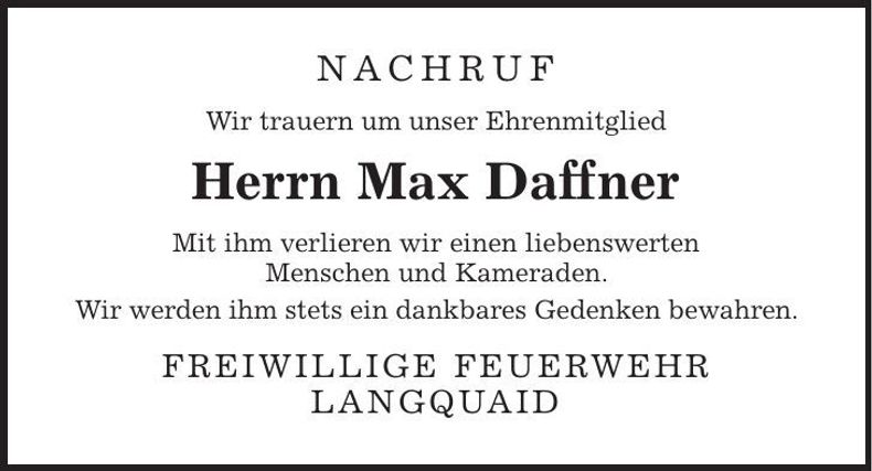 Traueranzeige Max Daffner