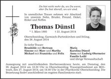 Traueranzeige Thomas Dünstl