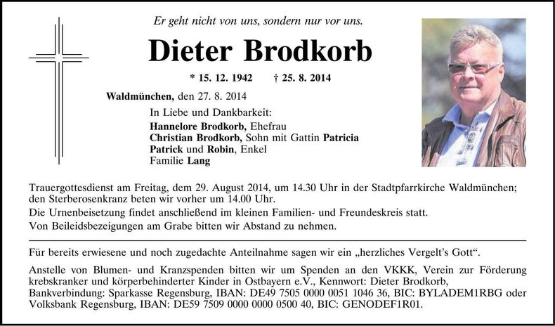 Traueranzeige Dieter Brodkorb