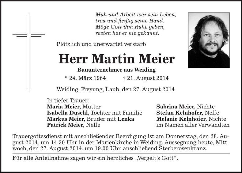 Traueranzeige Martin Meier