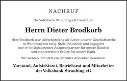 Traueranzeige Dieter Brodkorb