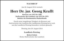 Traueranzeige Georg Dr. Krafft