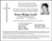 Traueranzeige Helga Leitl