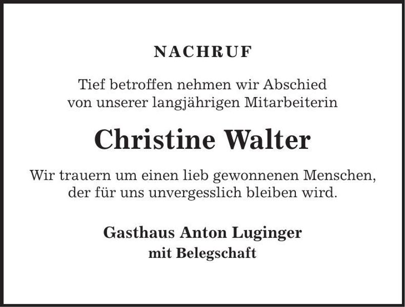 Traueranzeige Christine Walter