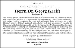 Traueranzeige Georg Krafft
