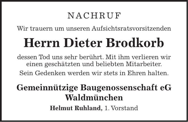Traueranzeige Dieter Brodkorb
