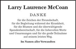 Traueranzeige Laurence McCoan