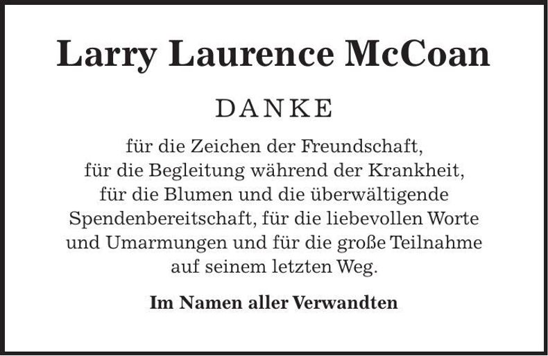 Traueranzeige Laurence McCoan