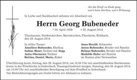 Traueranzeige Georg Bubeneder